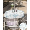 thumbnail image 4 of Navy Blue Coastal Outdoor Tablecloth - 60 Inch Round Dining Table Cover, Nautical Summer Beach Coral Sea Turtle Waterproof Outdoor Table Cloth with Umbrella Hole & Zipper for Picnic/Patio, 4 of 5