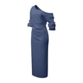 thumbnail image 5 of Dvprdro Womens Summer Party Maxi Dress Off Shoulder 3/4 Sleeve Bodycon Solid Ruched, 5 of 9