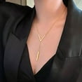 thumbnail image 3 of K-KED Women's Fashion Delicate Jewelry Gold Minimalist V Shaped Pendant Necklace, 3 of 6