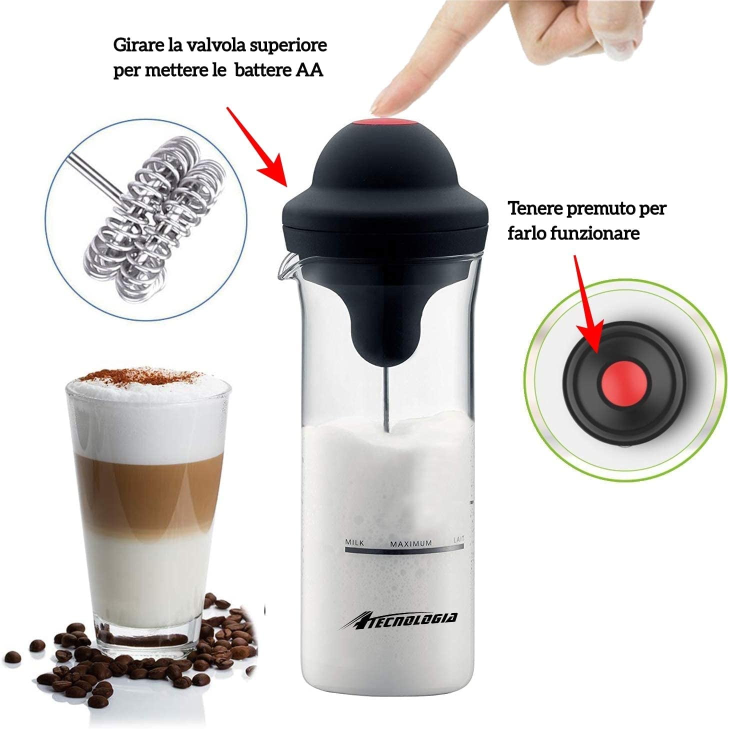 Double propeller electric milk frother