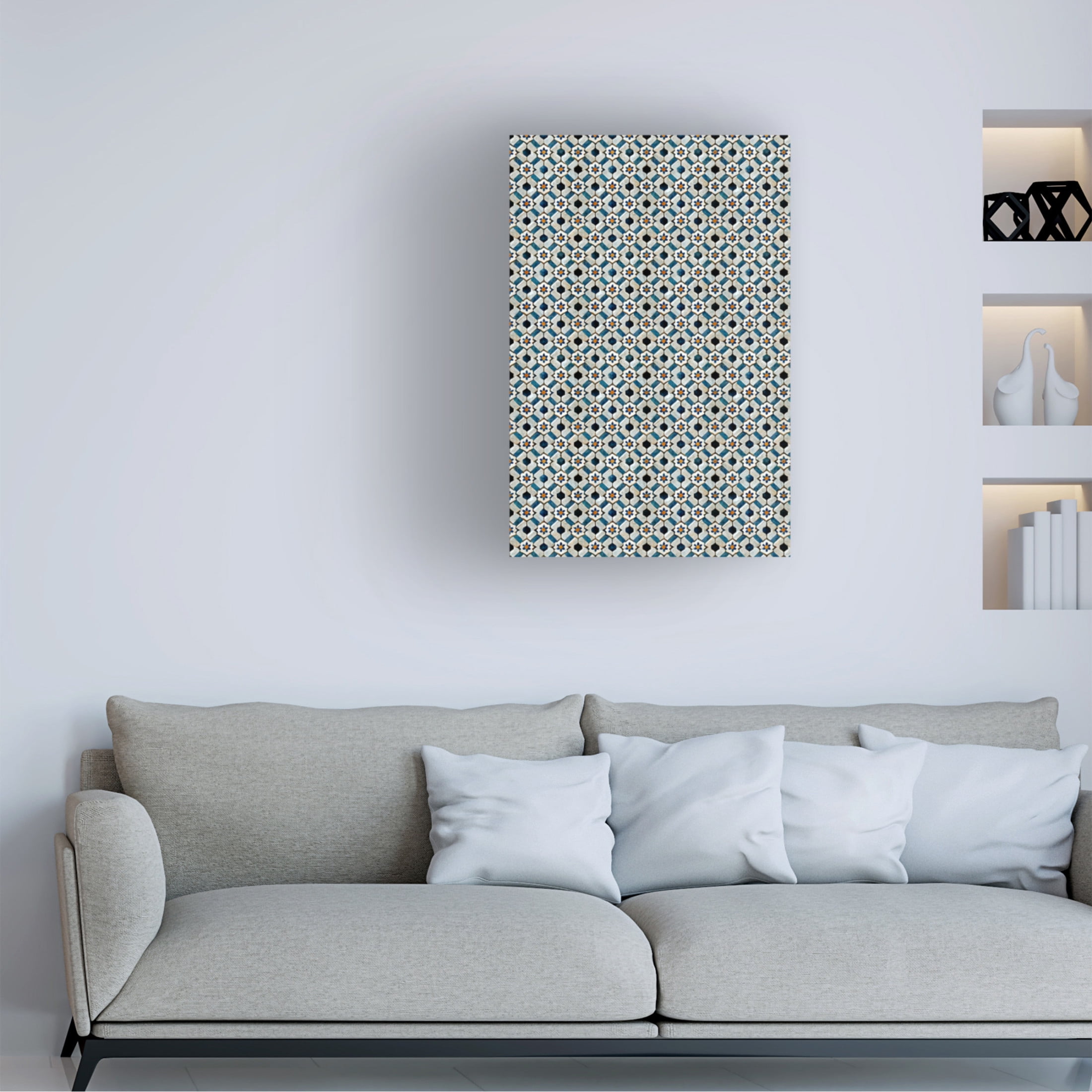 Canvas Wall Art - Treechild 'Moroccan Tile Pattern' Wall Art for Living Room, Bedroom, or Office D?cor by Trademark Fine Art - 16 x 24 Inches