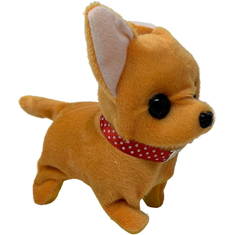 Licensed Chihuahua Puppy Dog Walking, Moving, Sounding, Tail Curling Plush Baby Toy Mini Cat (Color May Vary), Multicolor