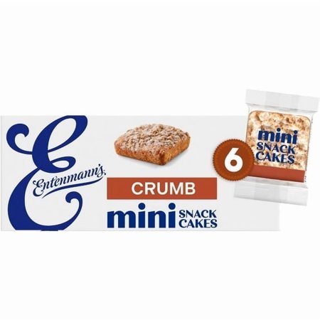 (2 pack) Entenmann's Crumb Snack Cakes, 6 packs, Cinnamon Sugar Mini Crumb Cakes, 12.25 oz Box