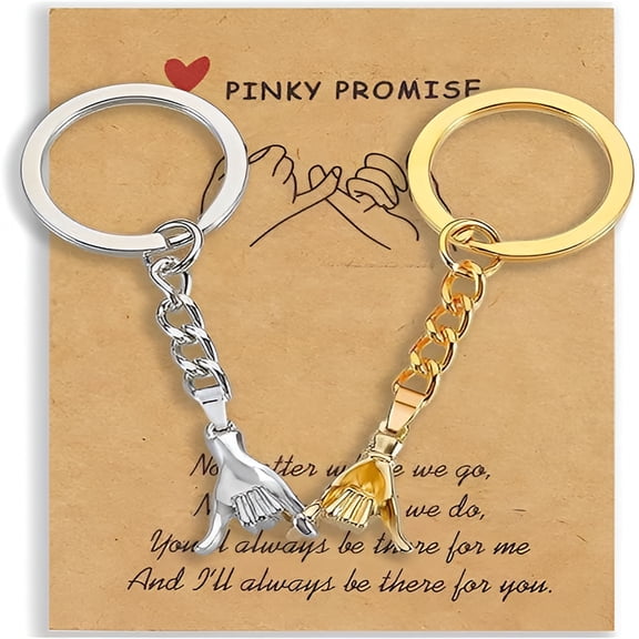 DESIGNICE 2PC Pinkie Promise Matching Couples Keychain Gift for Boyfriend Girlfriend Long Distance