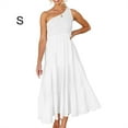 thumbnail image 2 of Robe Longue Femme Décontractée Plissée Midi Fête Danse Plage Vacances Bureau Mode Été Blanc S, 2 of 8