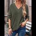 thumbnail image 4 of Camisa de Larga de Otoño para Mujer, Cuello en V, Jersey de Punto, Túnica, Camisa Formal Informal para Mujer Verde M, 4 of 7