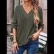 thumbnail image 4 of Camisa de Larga de Otoño para Mujer, Cuello en V, Jersey de Punto, Túnica, Camisa Formal Informal para Mujer Verde L, 4 of 7