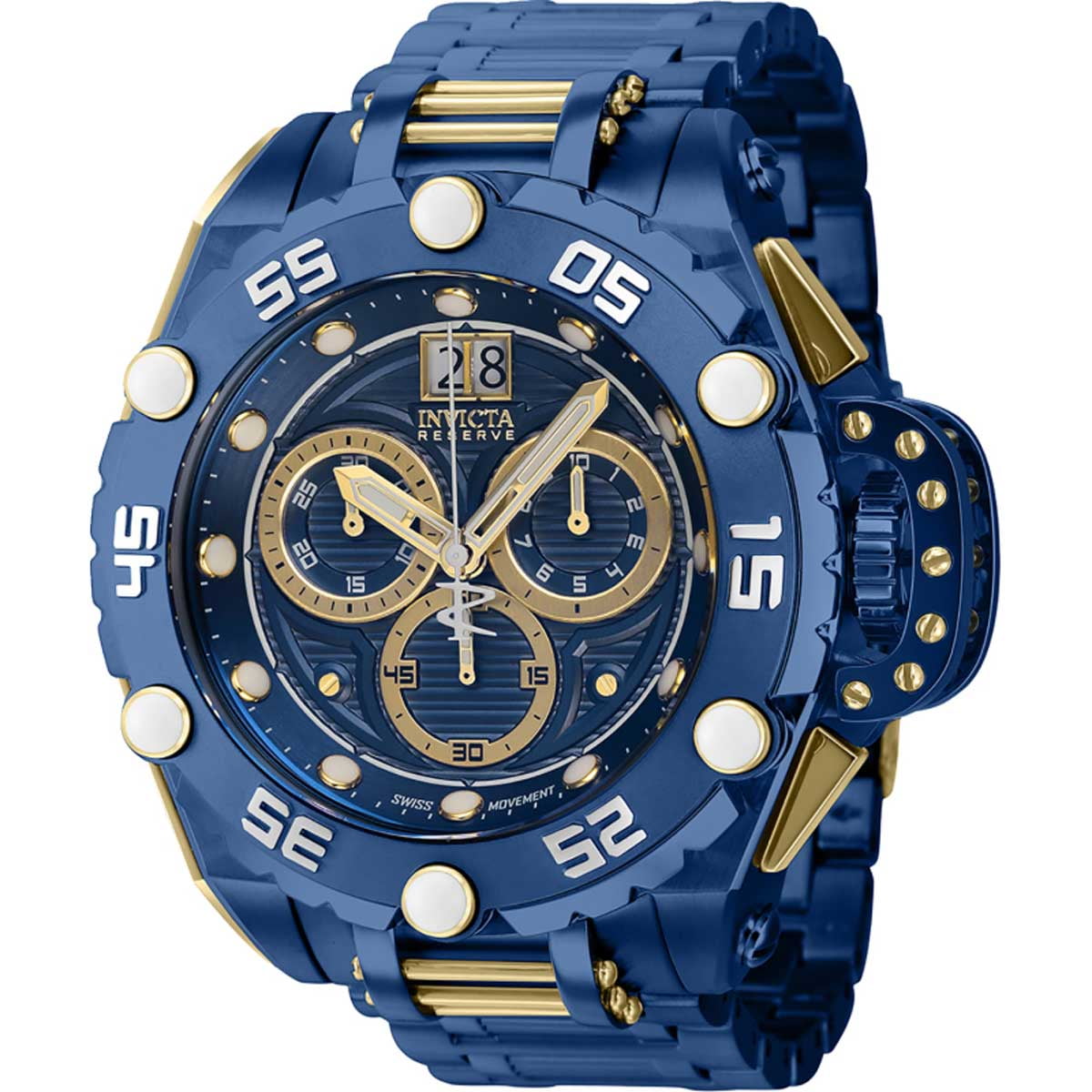 Invicta 38744 Men's Flying Fox Blue and Gold Dial Bracelet Watch