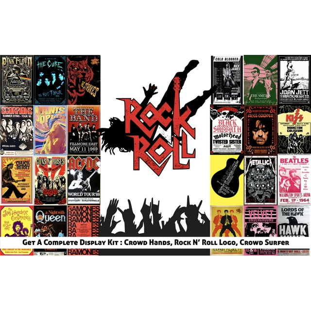 Rock and Roll Wall Party Collage Home Room Wall Decor or Party Supplies