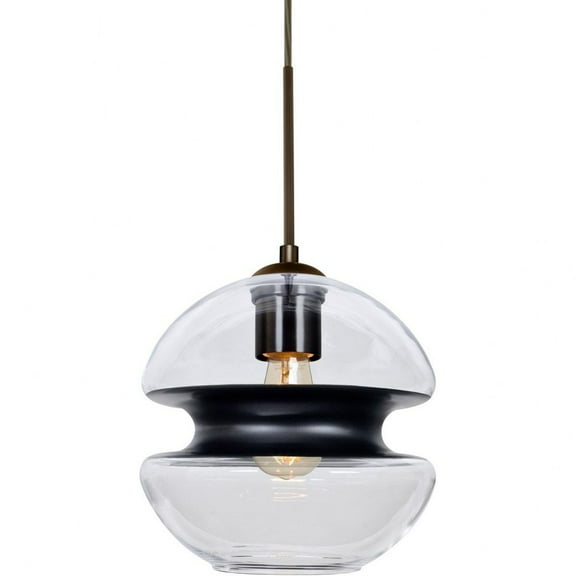 Besa Lighting - Hula 8 - 1 Light Cord Pendant-Bronze Finish-Clear/Black Glass