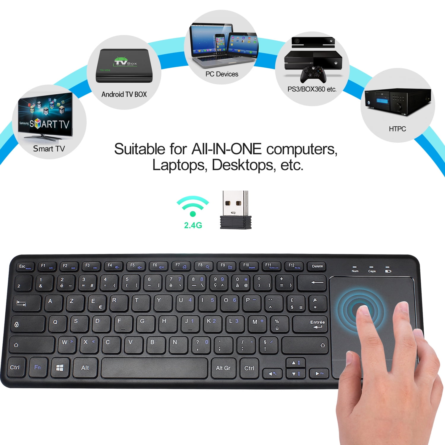 RONSHIN L200 Keyboard in English and French 2.4G Wireless Keyboard for Tablet Desktop with Touch Mouse L200 French Keyboard