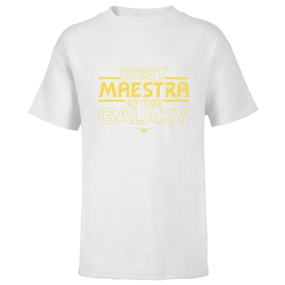 Star Wars Best Maestra in the Galaxy Teacher Gift Spanish- Short Sleeve T-Shirt for Kids - Customized-White