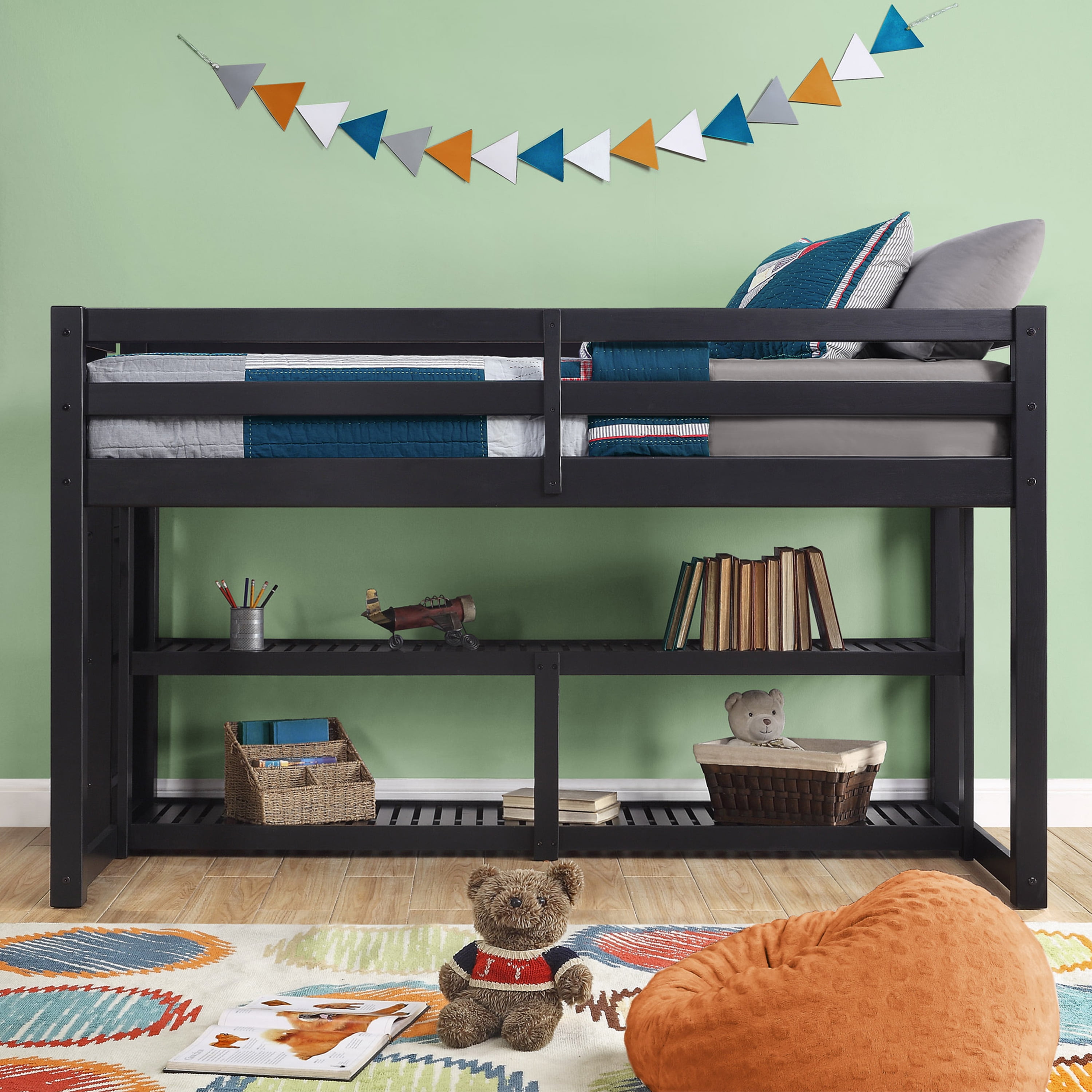 Better Homes and Gardens Greer Twin Loft Storage Bed Black