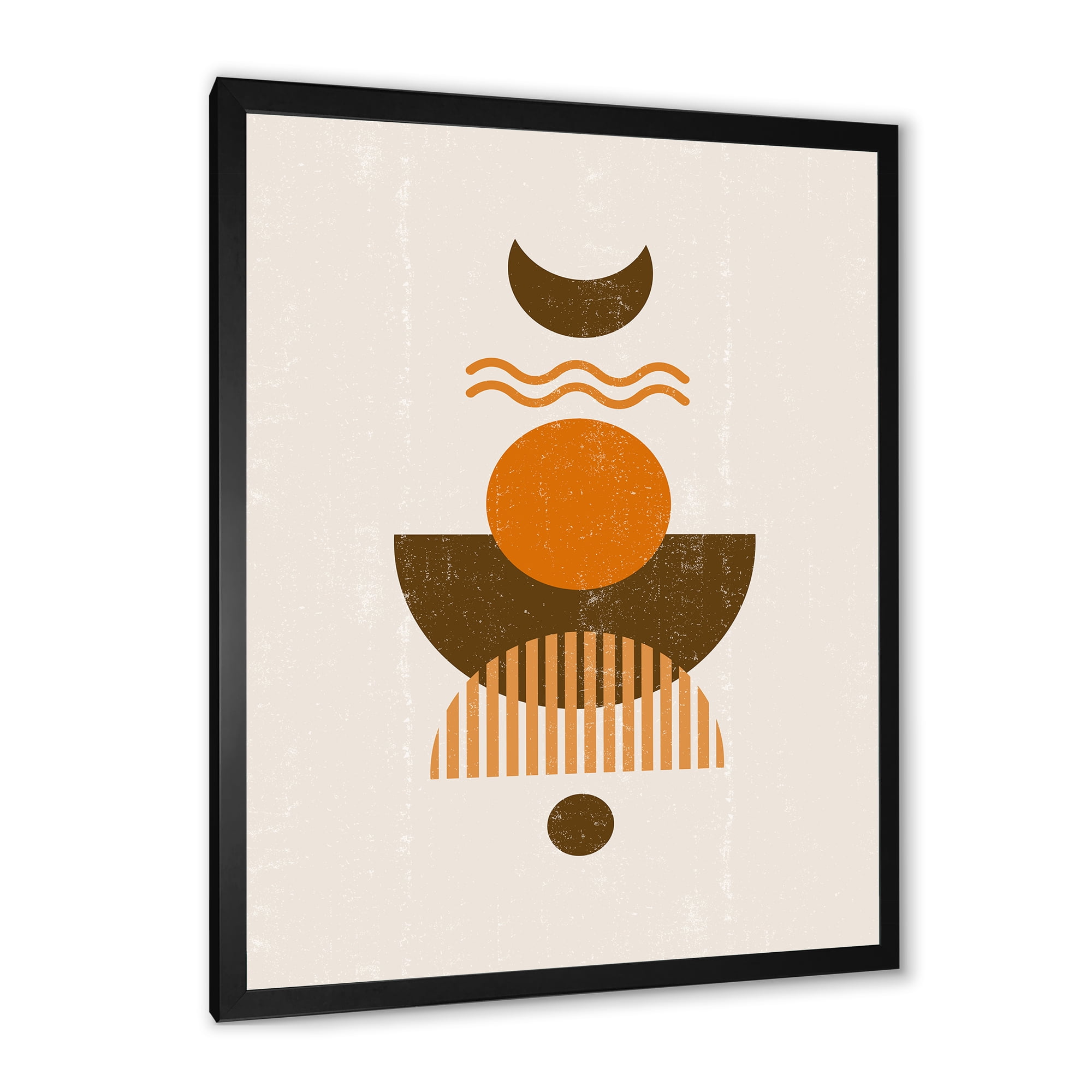 Designart 'Abstract Moon and Sun In Earth Tones' Modern Framed Art Print