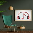 thumbnail image 2 of Music Wall Art with Frame, Love Sound Headphones with Heart Shaped Key Note Melody Design, Printed Fabric Poster for Bathroom Living Room, 35" x 23", Red Black Grey, by Ambesonne, 2 of 2