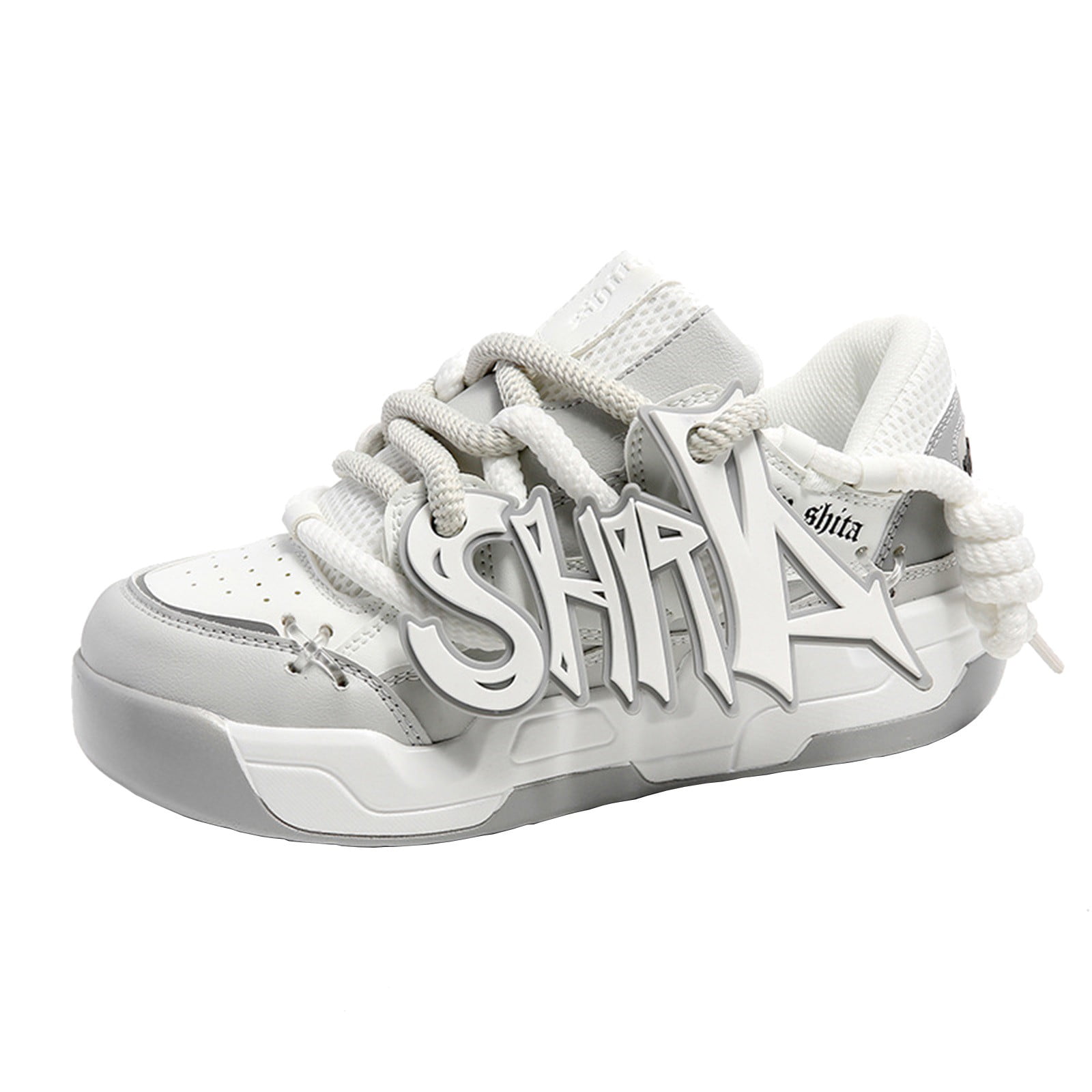 CHOII Fashion New Thick Sole Versatile Casual Non-slip Board Shoes Casual Hiking Shoes Lace-up Breathable Sneakers with "SHITA" label for Women and Men Clearance!,Black/6.5