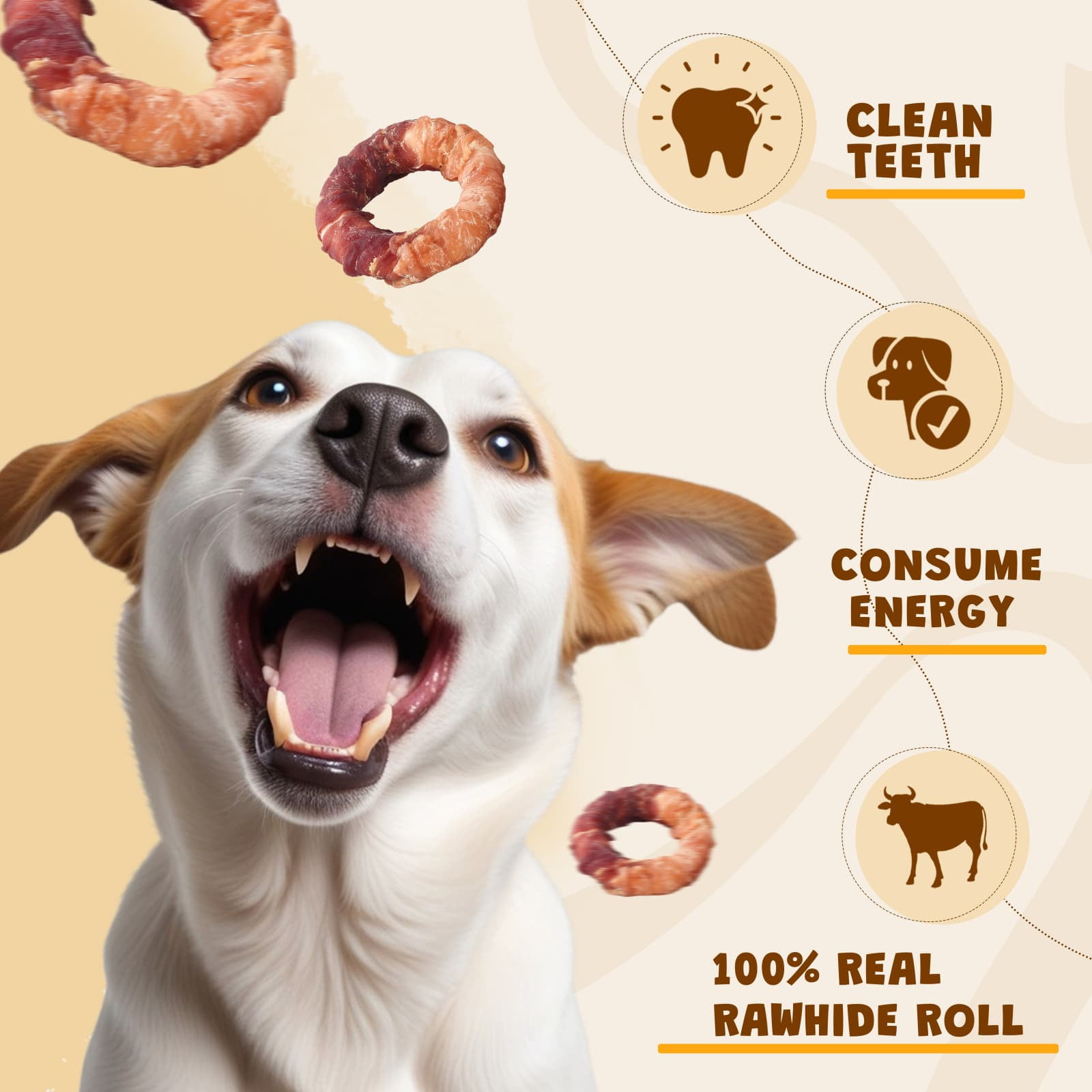(2 pack) ASMPET Chicken & Duck Wrapped Dog Treat,  Rawhide Long Lasting Dog Chew, Teeth Cleaning Bone for Small Medium Large Breed (10.6oz)