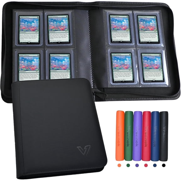 Toploader Binder 4 Pocket,Holds 128 Top Loaders,Top Loader Binder 4 Pocket for 3" x 4"Rigid Cards,Double Sided Card Binder Abulm in 3"x4"Toploaders for Trading Cards