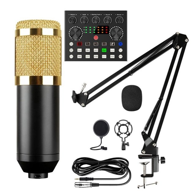 Microphone Kits With Live Sound Card(Optional),Suspension Scissor Arm,Shock Mount And Pop Filter For Studio Recording