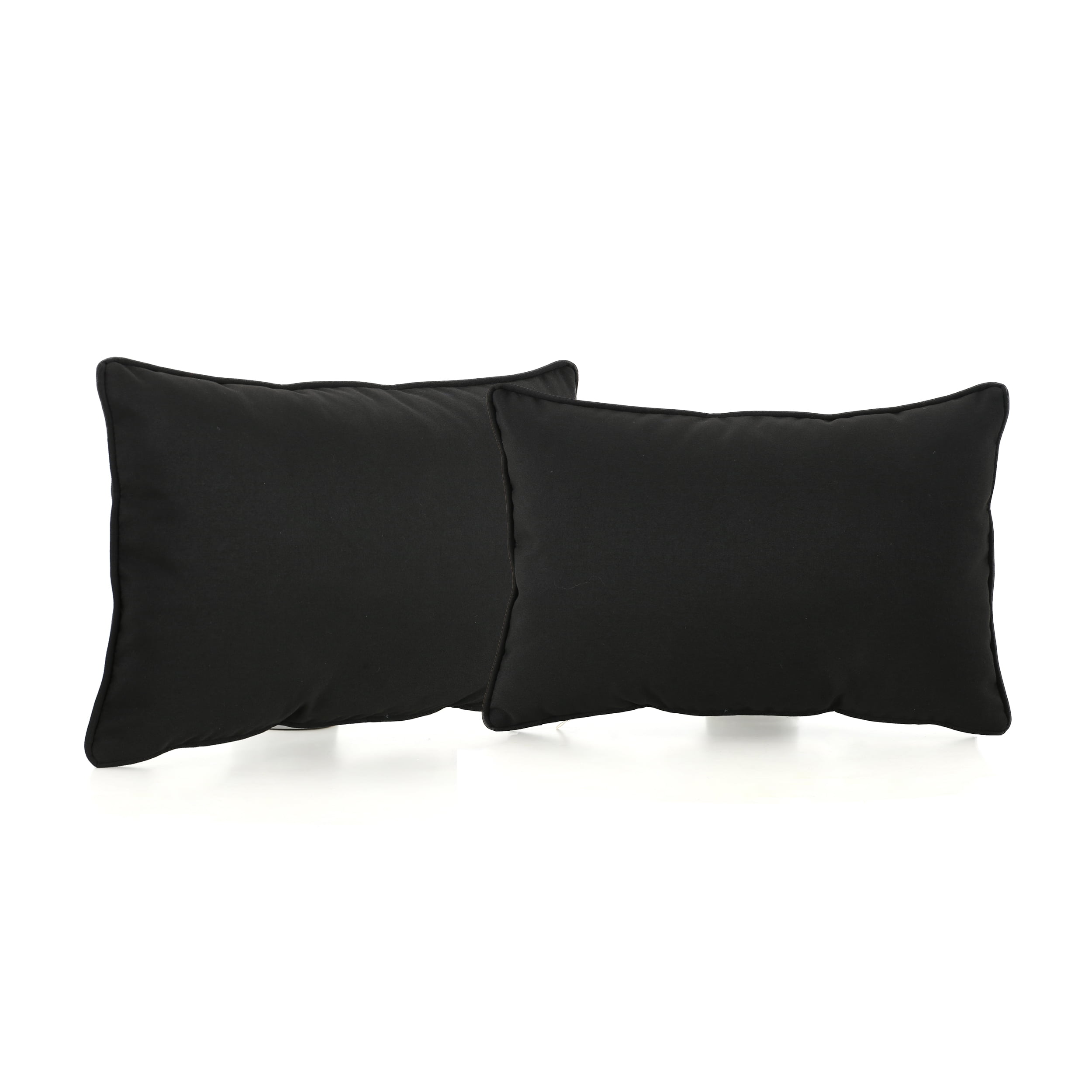 Corona Outdoor Rectangular Water Resistant Pillow, Black, Set of 2