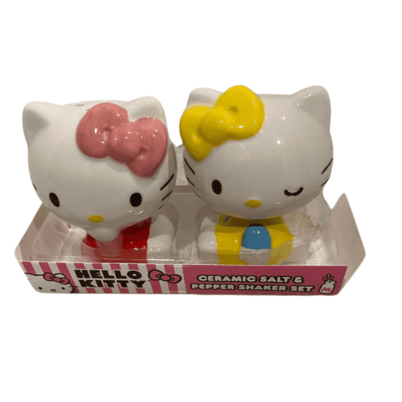 Cute Ceramic Salt and Pepper Shaker Set Hello Kitty Inspired Design Kitchen Table Decor