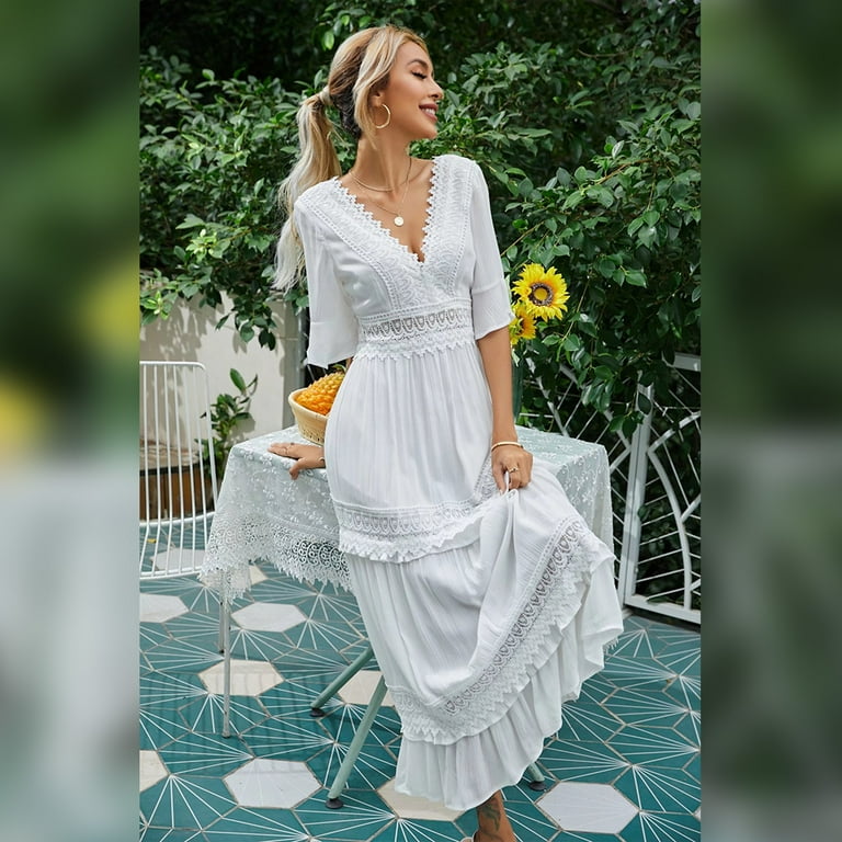 chinese dress ladies The Palmer Maxi Dress in Ivory Bloom Floral Lace Xs main image 0