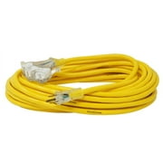 Yellow Jacket 2827 12/3 Heavy-Duty 15-Amp Premium SJTW Contractor 3-Outlet Extension Cord with Lighted End, 50-Feet