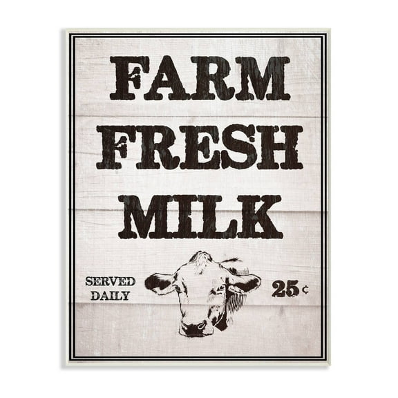 Stupell  Farm Fresh Milk Vintage Sign Wall Plaque Art