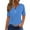Blue, variant on Fanxing Eyelet Tops Womens Elbow Length Sleeve T Shirts Summer Breathable Dressy V Neck Blouses Hot Pink,S