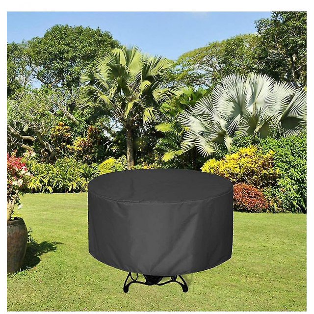 Cubierta De Muebles De Jardín 210d Cubierta De Muebles De Tela Oxford Cubierta De Mesa De Jardín Impermeable Lona Con Cuerda Y Cierre De Hebilla-redonda-185*110cm. Afortunado Sencillez