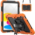 thumbnail image 2 of XYX For iPad (A16)11th /10th Generation 11/10.9 inch 2025/2022 Case, 360 Rotating Shockproof Cover with Stand, Screen Protector, Shoulder Strap, Orange, 2 of 7