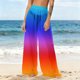 thumbnail image 1 of Pantalones de playa de gasa ligeros para mujer con protección solar, pantalones anchos de estilo bohemio estampados, blusa para mujer, 1 of 7