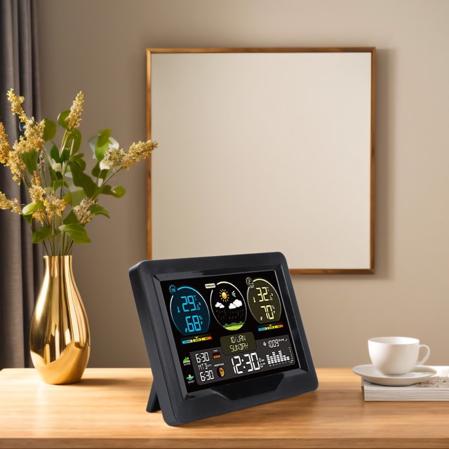 Weather Temperature Humidity Monitor, Multifunctional Abrasion Resistant Forecast Station High Accuracy Wide Application Portable for Apartment