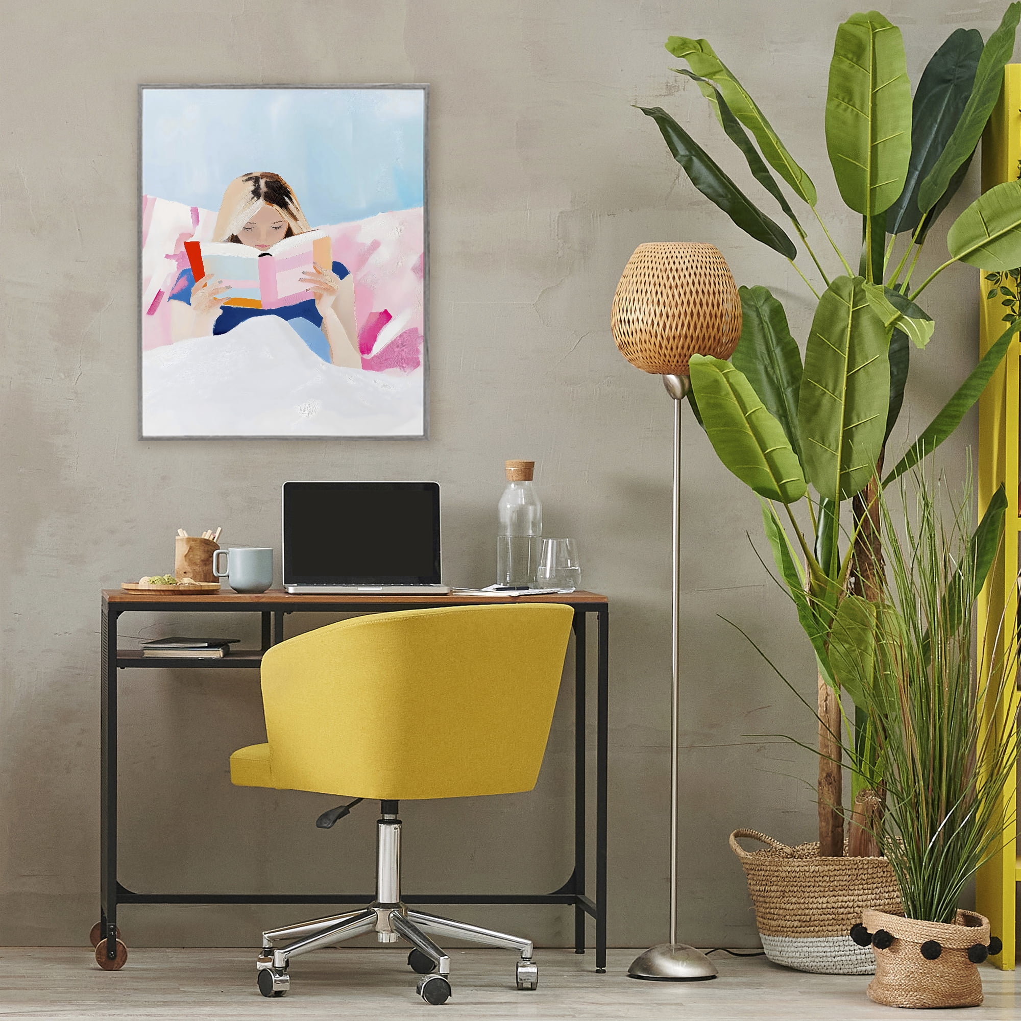 Stupell Industries Cozy Reading In Bed Gray Framed Giclee Art, design by The Prints Vibe