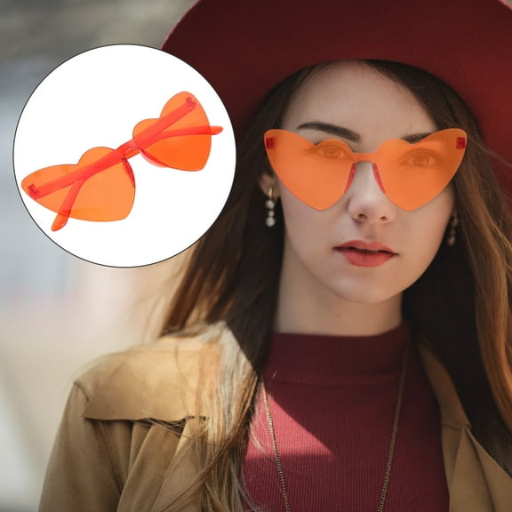 Masteelf  Sunglasses Shaped Party Rimless Heart Clear Woman Men and Women Red