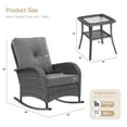 thumbnail image 6 of Onbrill Outdoor Rocking Chairs Set of 2 w/Side Table, Wicker Conversation Set for Patio, Backyard, Grey, 6 of 8