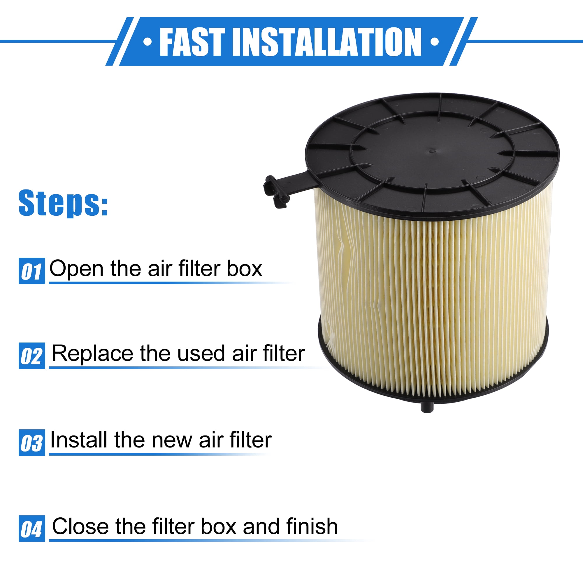 Unique Bargains PP Car Engine Air Filter for Audi Black, Beige 7.28"x6.50"x6.30"(L*H*D)
