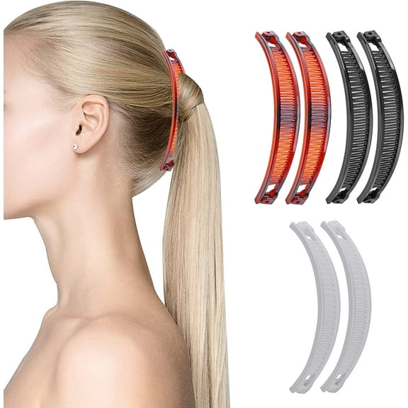 Casewin 6 Pieces Banana Hair Clips, Clincher Combs Banana Ponytail Clip Hair Accessories for Women Girls,3 colors