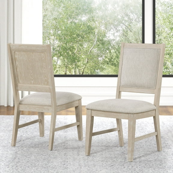 Furniture of America Don Transitional Upholstered Dining Chairs, Light Oak (Set of 2)