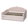 thumbnail image 6 of Baxton Studio Timila Light Pink Velvet Fabric Queen Size Daybed with Trundle, 6 of 13