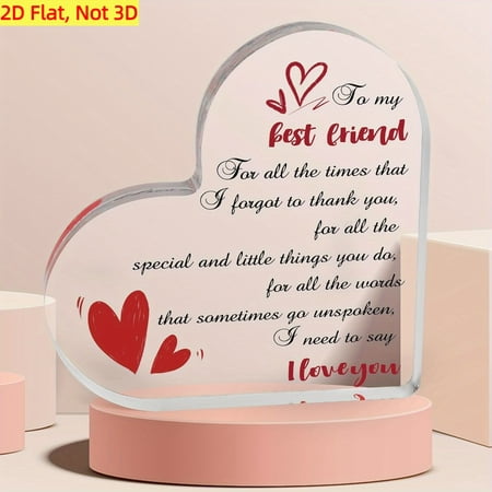 Acrylic Heart Shaped Friendship Keepsake Plaque 3.9X3.9 Inch Best Friend Gift With To My Best Friend Message Red Lettering Heart Cutouts Birthday Christmas Thanksgiving Tabletop Decor For Men Women Acrylic Heart Shaped Friendship Keepsake Plaque 3.9X3.9 Inch Best Friend Gift With To My Best Friend Message Red Lettering Heart Cutouts Birthday Christmas Thanksgiving Tabletop Decor For Men Women