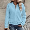 thumbnail image 6 of Kezqiaxn Bomber Jacket Women Fashion Clothing Solid Long Sleeve Casual Lightweight Jackets Fall Zip Up Coats for Women, 6 of 8