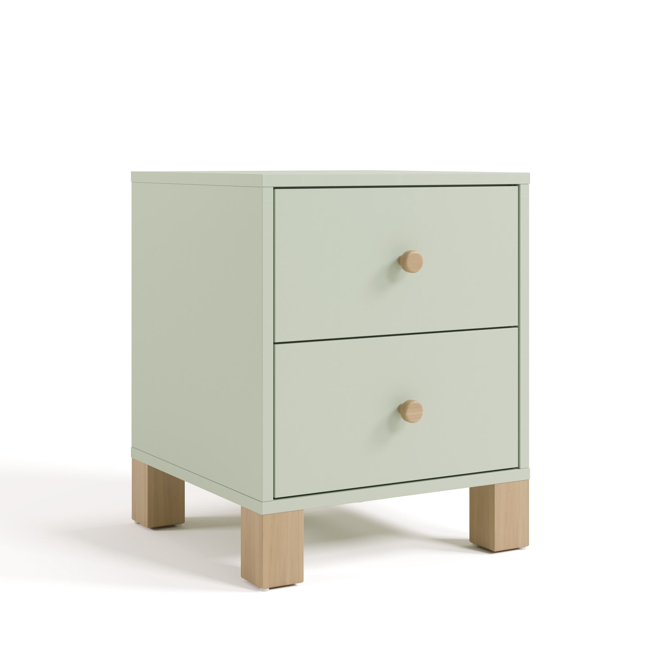 Storkcraft California 2 Drawer Nightstand, Sage and Driftwood