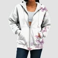 thumbnail image 5 of zaveiop Womens Oversized Hoodies Floral Butterfly Print Full Zip Long Sleeve Fall Sweatshirt Workout Drawstring Jackets with Pockets (Z2-White, M), 5 of 7