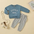 thumbnail image 2 of 3-6 Month Boy Clothes Boys Christmas Outfits Toddler Baby Boy Fall Winter Clothes Letter Long Sleeve Sweatshirt Pullover Tops + Joggers Pants Outfit Set cotton Blue 18-24 Months, 2 of 9