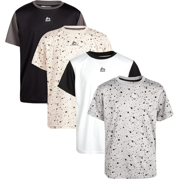 RBX Boys Active T-Shirts – 4 Pack Athletic Performance Short Sleeve Sports Tees (Big Boy)