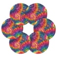 thumbnail image 6 of 6 Pcs Drink Coasters with Holder 3.94in Woven Coasters for Drinks Colorful Tie-dye with Swirling Coaster Set for Protection Table, 6 of 7