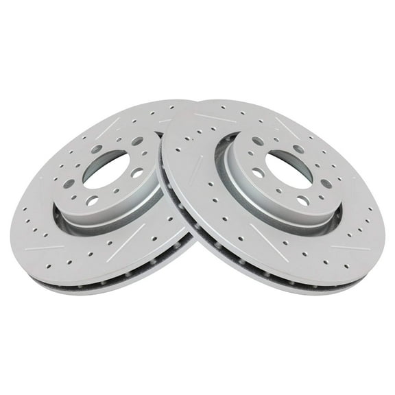 TRQ Front Performance Brake Rotors Set Premium G-Coated Fits Select 2008-2009 Volvo S60 2006 V70 2003-2014 XC90