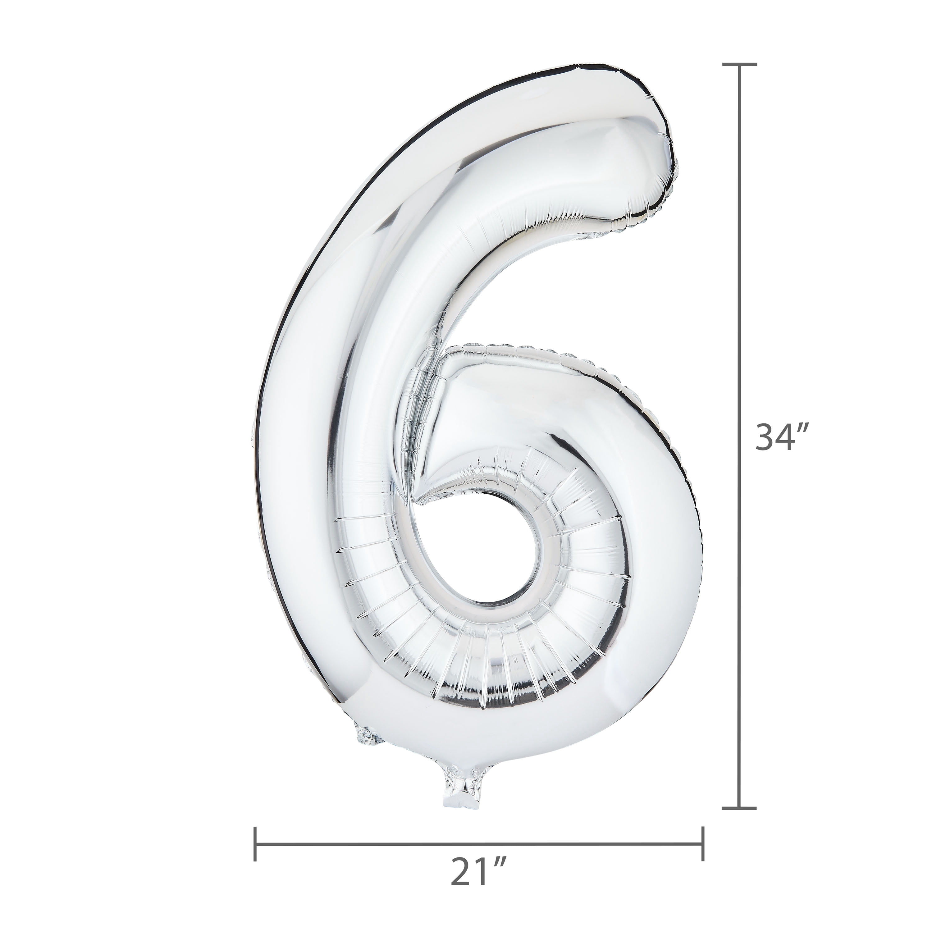 34" Silver Number 6 Foil Balloon, by Way To Celebrate