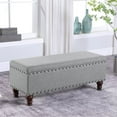 thumbnail image 2 of HomePop Luxury 46" Traditional Fabric Storage Bench with Nailhead Trim in Gray, 2 of 13